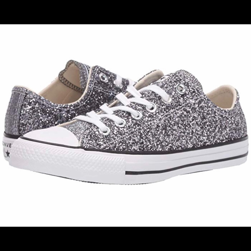 Converse Silver/Black/White Glitter Lowtop Oxfords